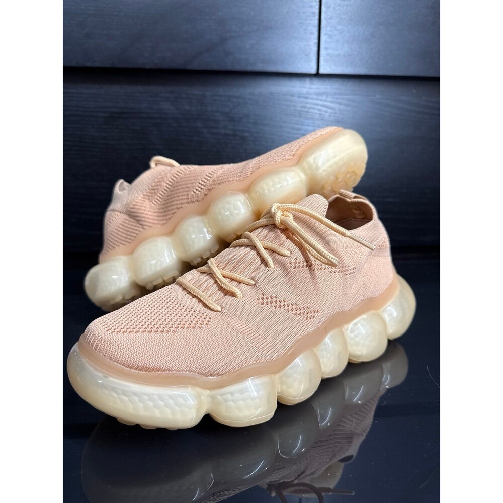 Azalea Wang Beige Sock Pull On Sneaker Shoes size 7
